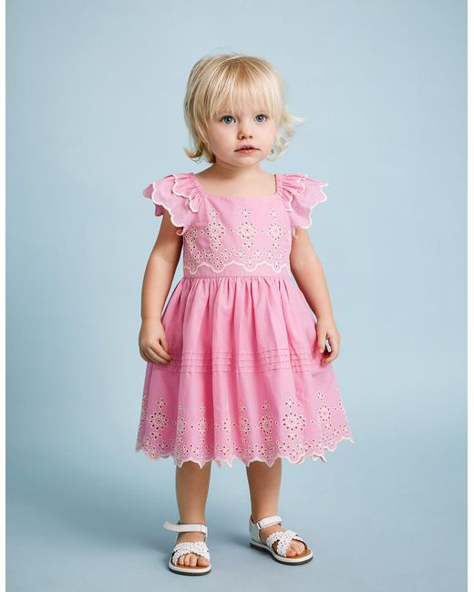 Monsoon Baby Broderie Dress Pink