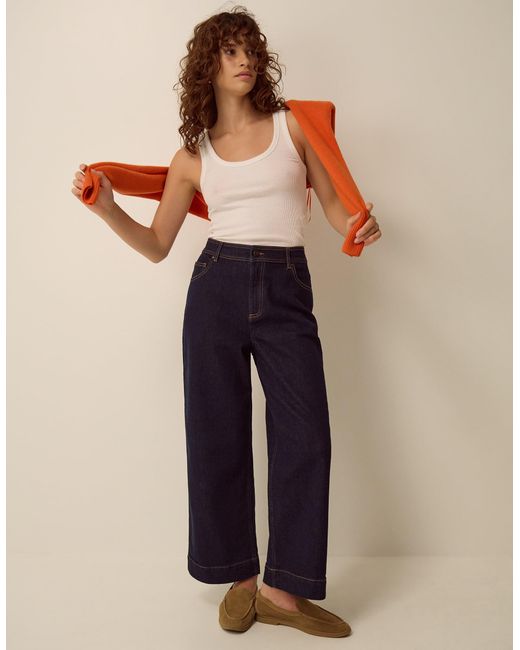 Monsoon Hallie Regular Cropped Wide Leg Jeans Blue
