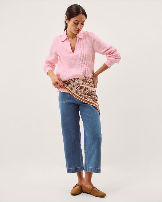 Monsoon Riley Pintuck Linen Top Pink