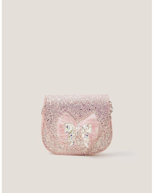 Monsoon Pink Sparkle Butterfly Crossbody Bag