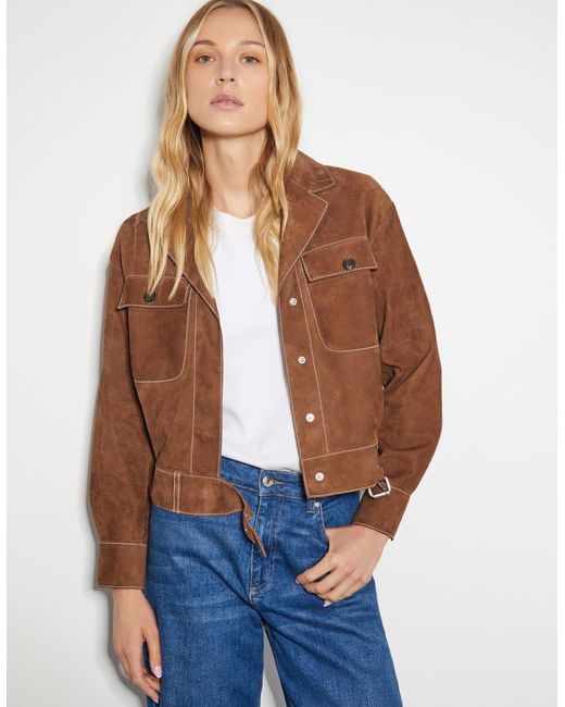 Monsoon Blue Iris Crop Suede Jacket