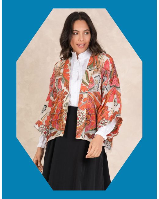 Monsoon Blue One Hundred Stars Fiesta Print Kimono Jacket