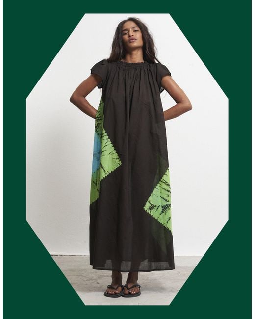 Monsoon Green Par & Escala Agus Artisanal Print Maxi Dress Black