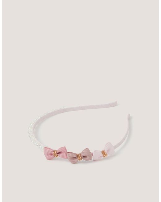 Monsoon Pink Triple Bow Pearl Hairband