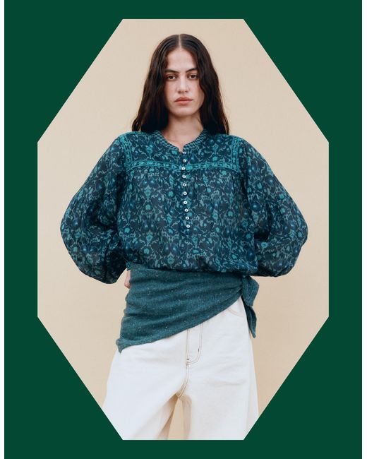 Monsoon East Bridget Print Blouse Blue