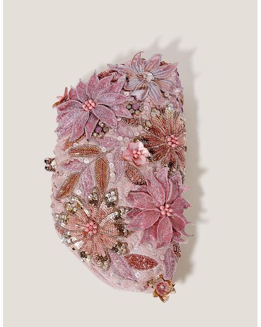 Monsoon Pink Bloom Floral Embellished Clutch Bag