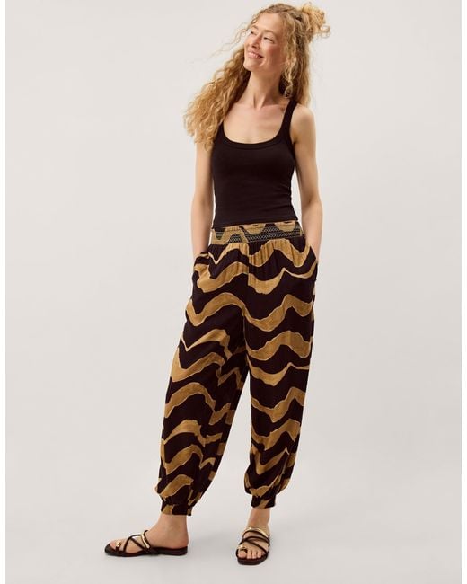 Monsoon Zahara Print Balloon Trousers Black