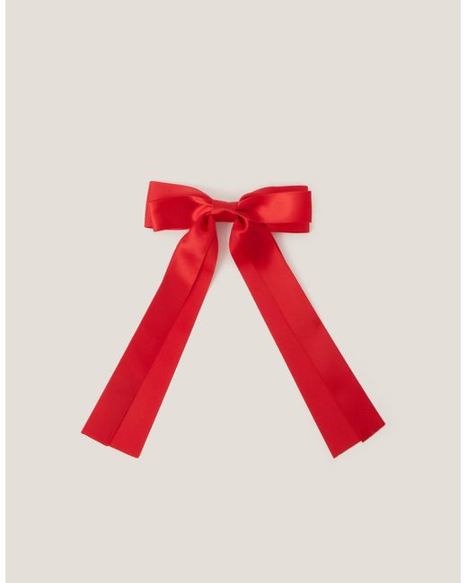 Monsoon School Ribbon Bow Hair Slide Red