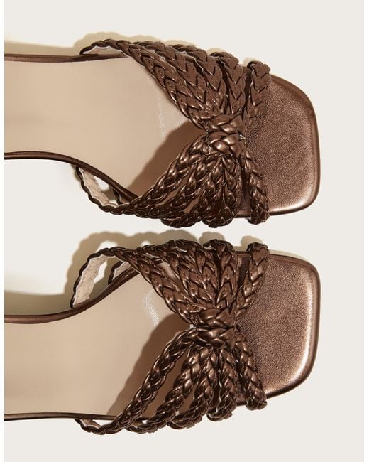 Monsoon Brown Plaited Block Heel Sandals Bronze