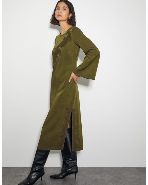 Monsoon Nyla Lace Long Sleeve Midi Dress Green | Lyst UK