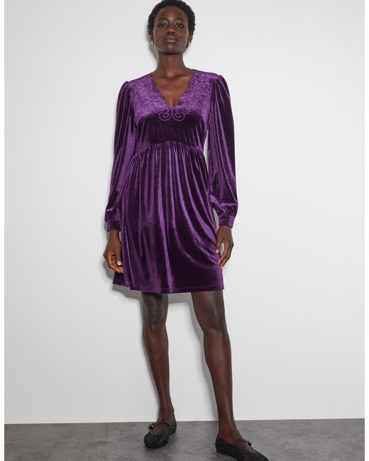monsoon purple silk dress Long Sleeve Satin Midi Dress Purple