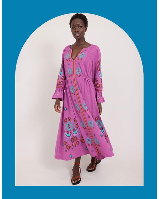 Monsoon East Embroidered Maxi Dress Purple in Pink Lyst UK