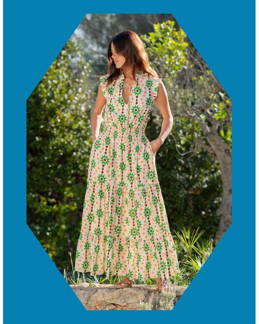 Monsoon La Galeria Elefante Women's Orange & Green Modal Floral Print Midi Dress, Size: Xl
