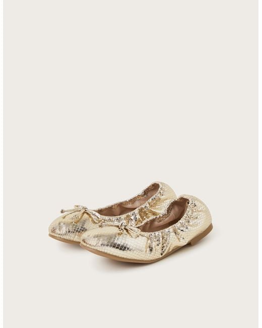 Monsoon Natural Foldable Ballet Flats Gold