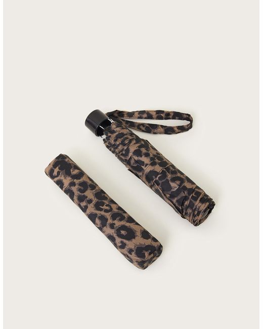 Monsoon Natural Leopard Print Umbrella