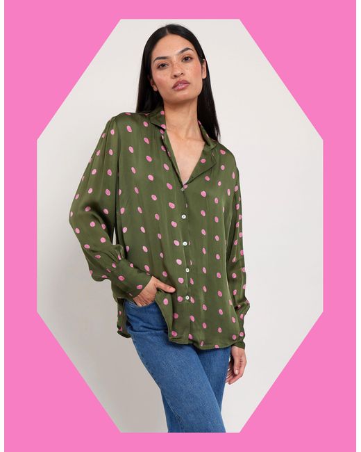 Monsoon East Polka Dot Satin Shirt Green