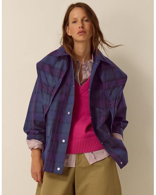 Monsoon Purple Elfie Check Print Jacket Blue