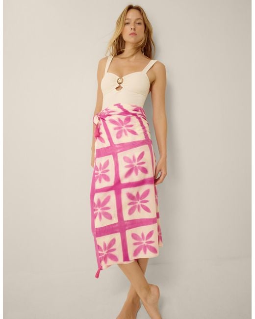 Monsoon Pink Cayla Artisanal Print Sarong