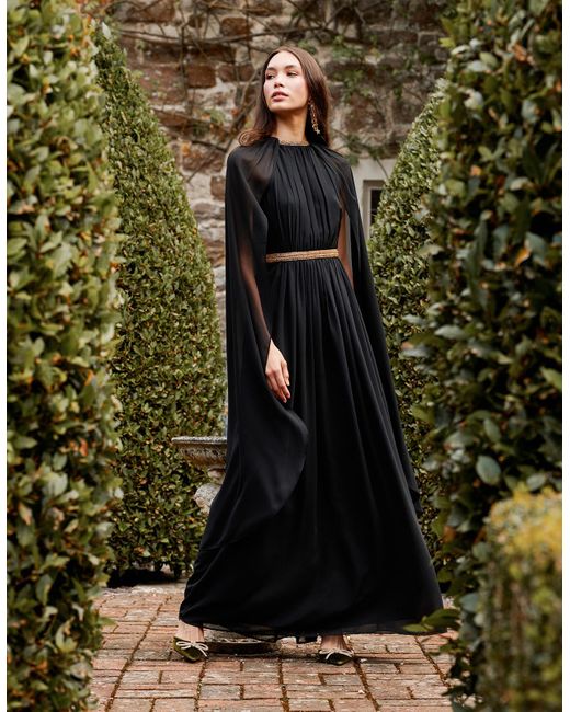 Monsoon Christa Plain Cape Dress Black in Green Lyst UK