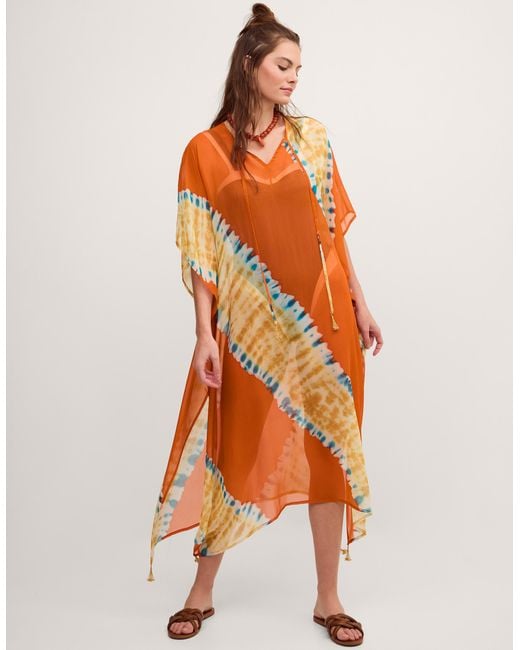 Monsoon Orange Sasha Artisanal Tie-dye Midi Kaftan