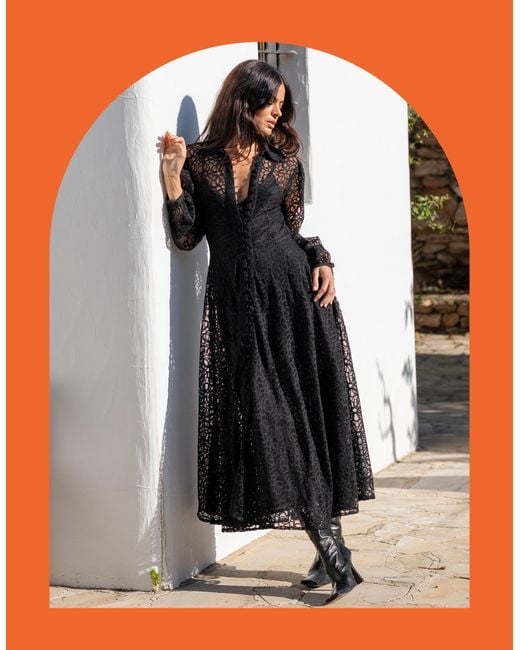 Monsoon Lyrical Sisters Chira Lace Shirt Dress Black