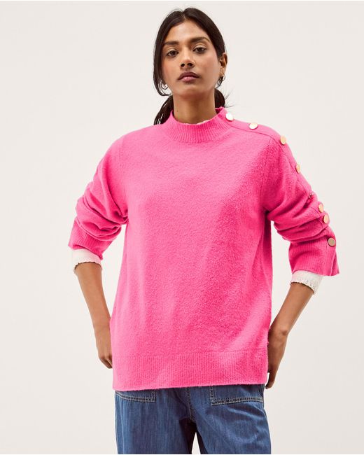 Monsoon Breda Funnel Neck Button Jumper Pink