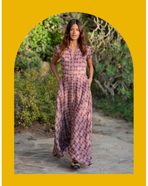 Monsoon Lyrical Sisters Hourglass Print Maxi Dress Brown