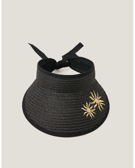 Monsoon Black Tashie Embroidered Sun Visor