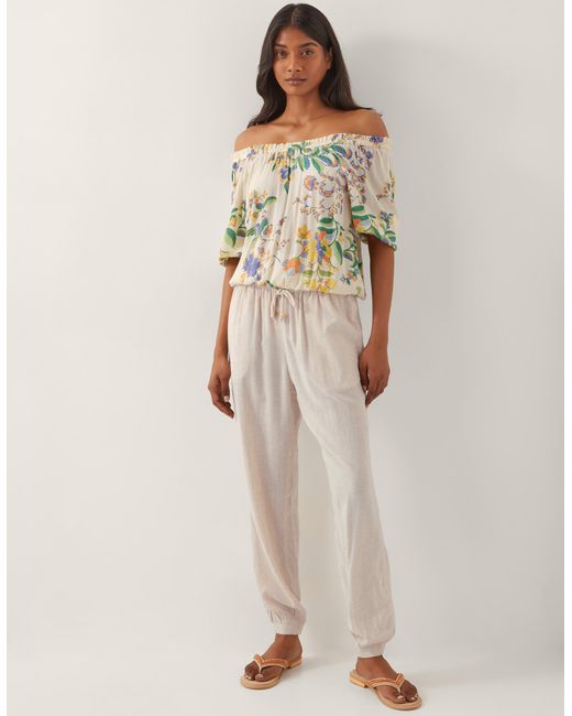 Monsoon Judy Tapered Trousers Natural