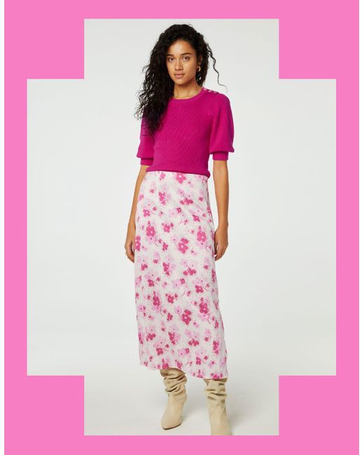 Monsoon Fabienne Chapot Floral Print Skirt Pink
