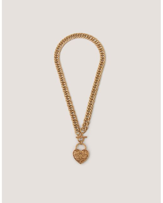 Monsoon Natural Heart Padlock T-bar Necklace