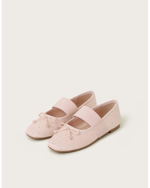 Monsoon Diamante Ballet Flats Pink