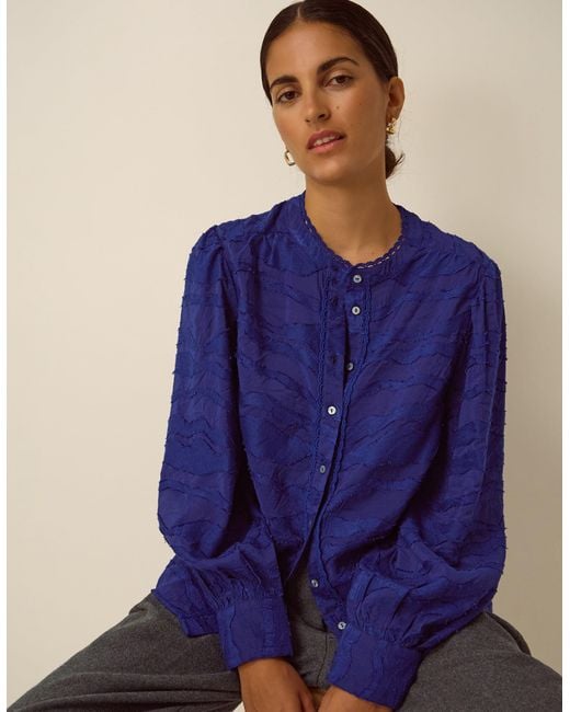 Monsoon Jane Jacquard Blouse Blue