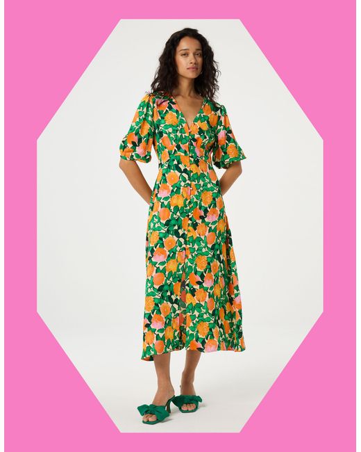 Monsoon Fabienne Chapot Ana Fruity Floral Midi Dress Green