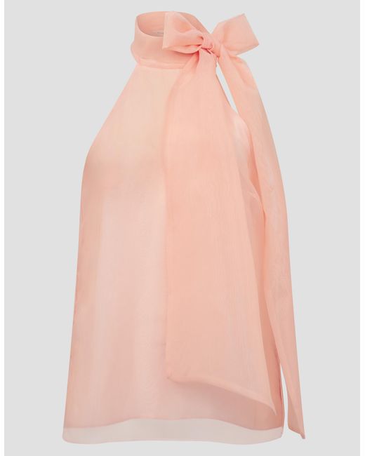 Monsoon Vera Sleeveless Organza Pussybow Top Pink