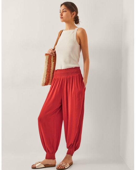Monsoon Reese Shirred Harem Trousers Orange