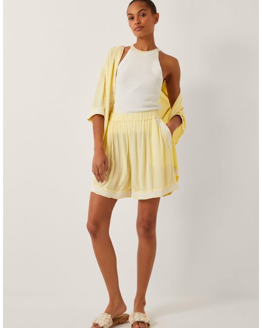 Monsoon Sienna Ricrac Crinkle Shorts Yellow