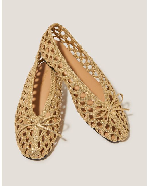 Monsoon Metallic Betsy Woven Ballet Flats Gold