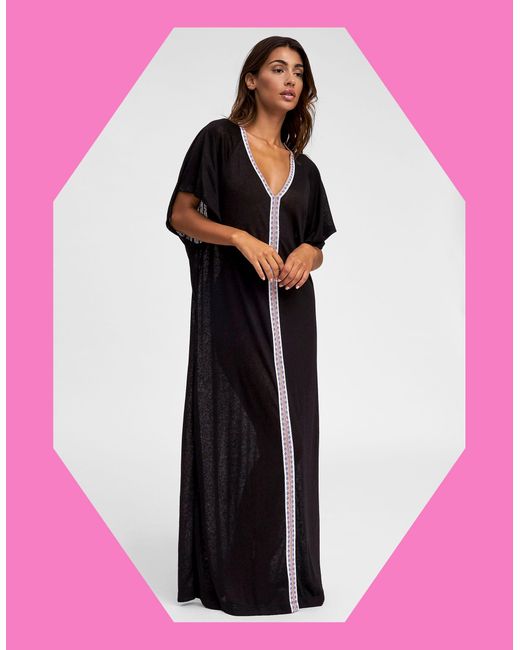 Monsoon Pink Pitusa Inca Abaya Maxi Sundress Black