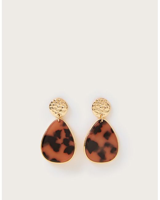 Monsoon Natural Tortoiseshell Drop Earrings