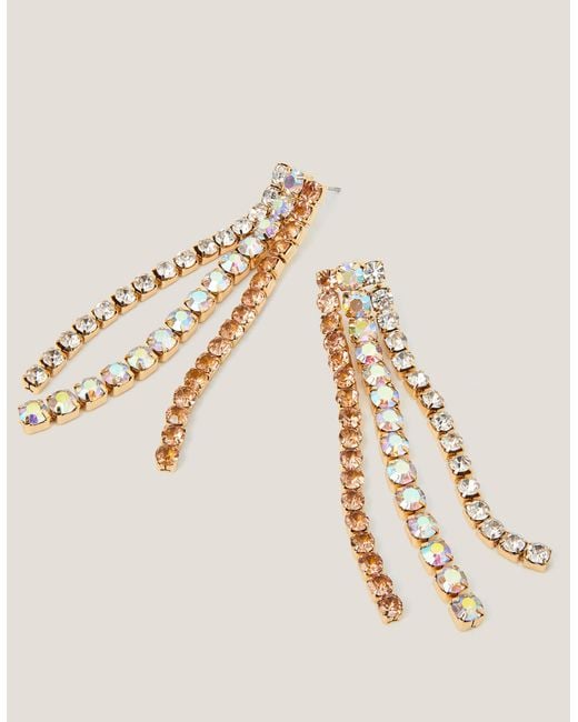 Monsoon Metallic Gemstone Tassel Drop Earrings
