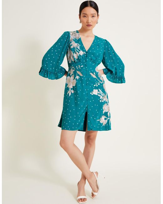 sachin and babi light blue dress Andrea Embroidered Midi Dress is Recycled Polyester Blue