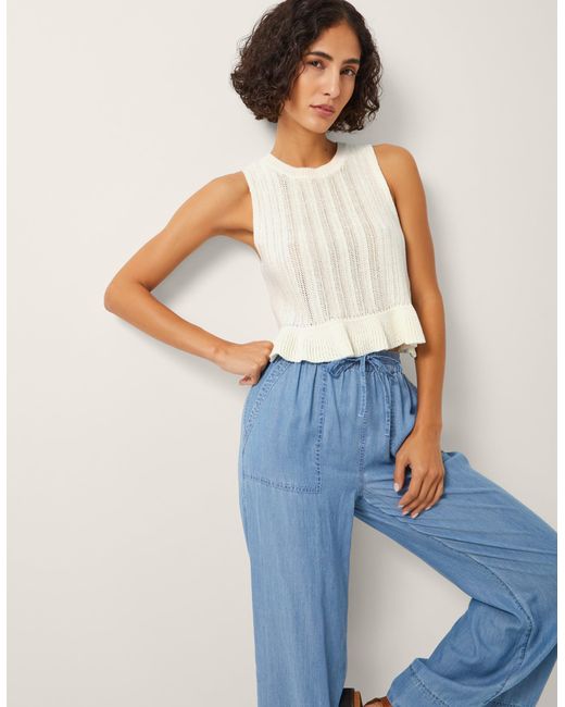 Monsoon Blue Ruby Ruffle Knit Tank Top