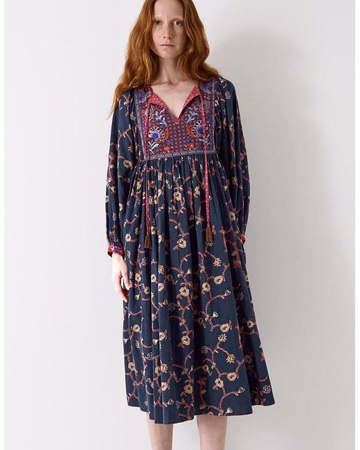Monsoon Blue East Elenie Embroidered Midi Dress Black