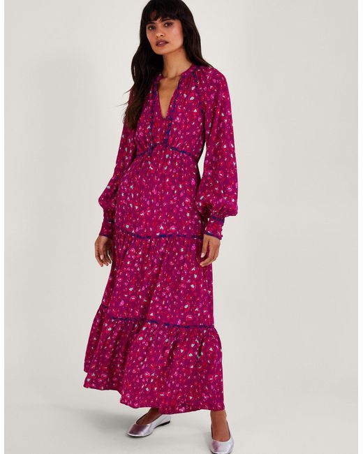 Monsoon Purple Sara Animal Print Dress Pink