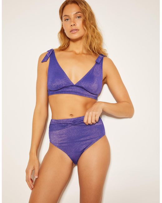 Monsoon Eve Shimmer Tie-strap Bikini Top Blue
