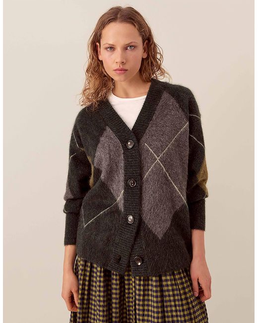 Monsoon Brown East Elowen Argyle Cardigan Multi