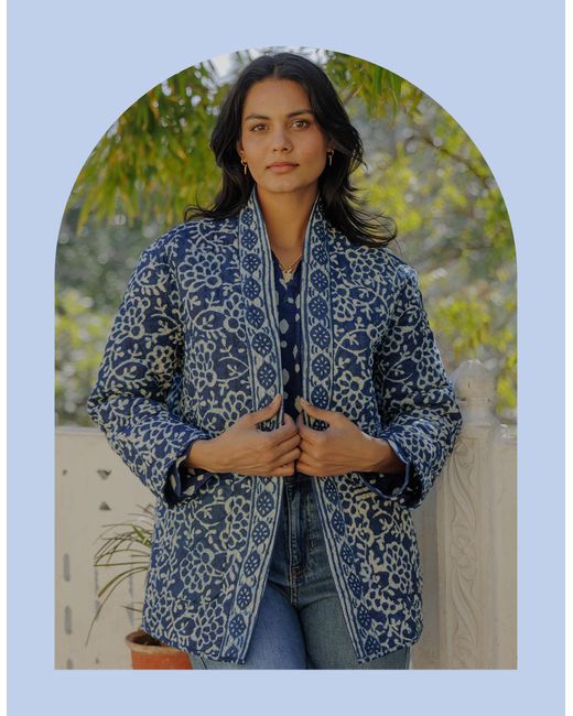 Monsoon Dilli Grey Leena Quilted Jacket Blue