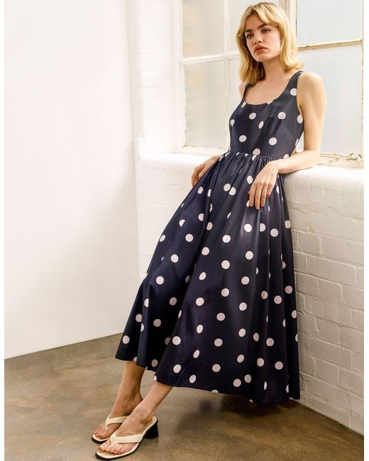 Monsoon Blue Sicily Fit And Flare Midi Dress Black
