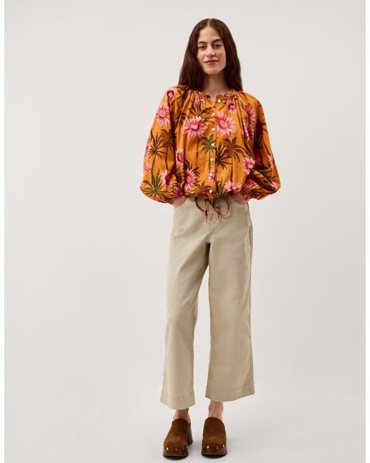 Monsoon Orange Hallie Regular Cropped Wide Leg Jeans Natural
